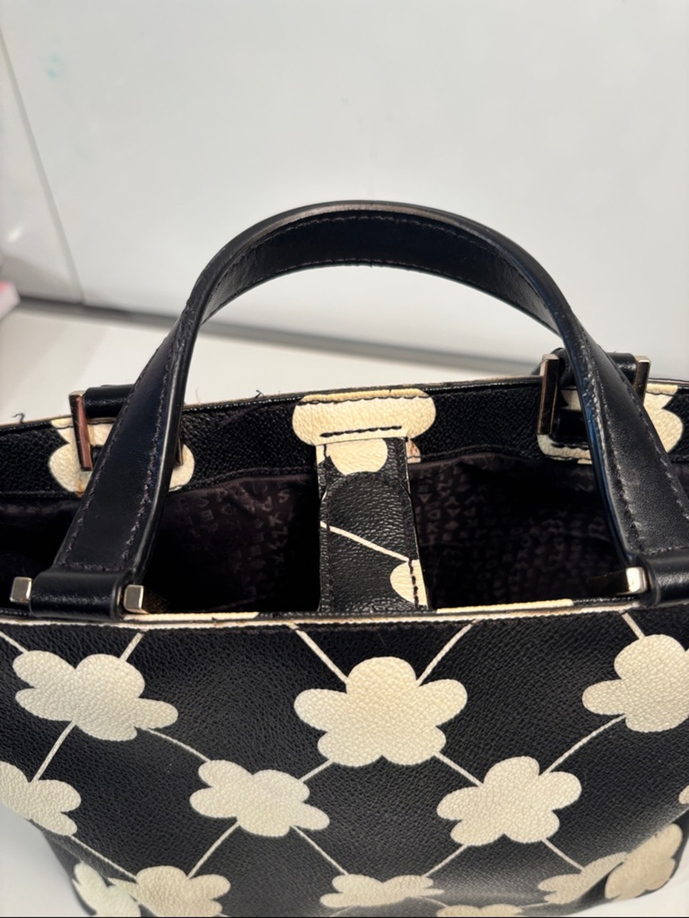 kate spade Black & Cream Floral Grid Tote - Picture 5 of 8